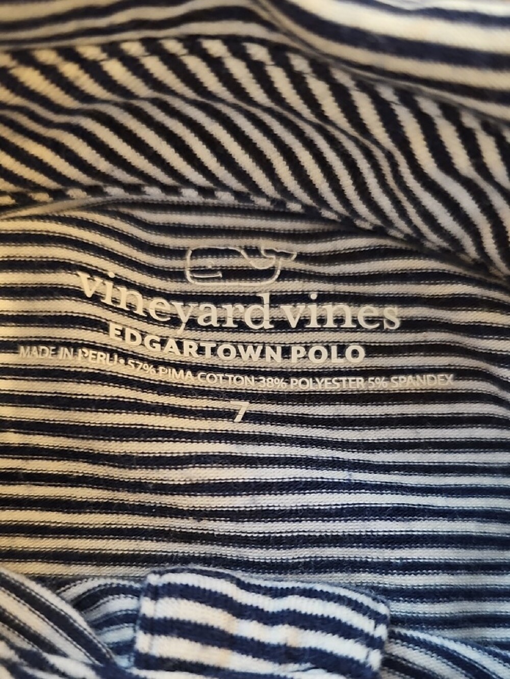 Vineyard Vines Navy & White Striped Long Sleeve Edgartown Polo Size 7 - Picture 2 of 9